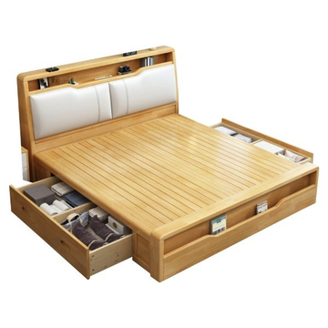 Modern Bedbase With Side Drawers And Headrest Pillows BK-B1.5S / 1.500 cm x 2000 cm