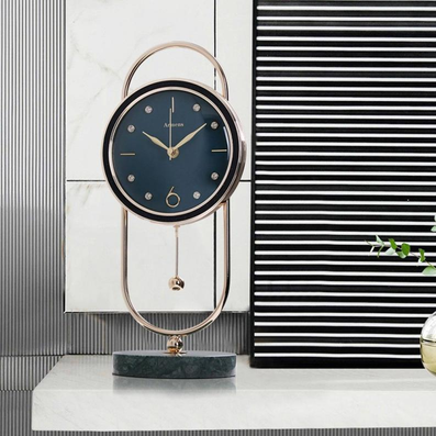 ARMENS LUXURY TABLE CLOCK WITH BLUE FACE & BLACK TRIMMING 6957A-1