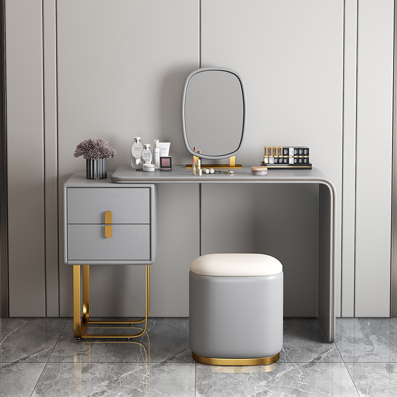 Modern Luxury Gray Dressing Table With Chair & Mirror F-1.2 Gray