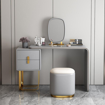 Modern Luxury Gray Dressing Table With Chair & Mirror F-1.2 Gray