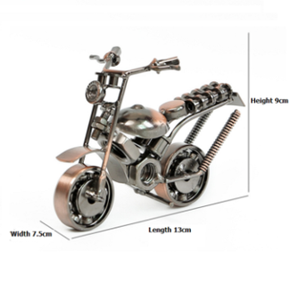 Antique Metal Motorcycle Model – Vintage Home Decor Desktop Accent for Collectors