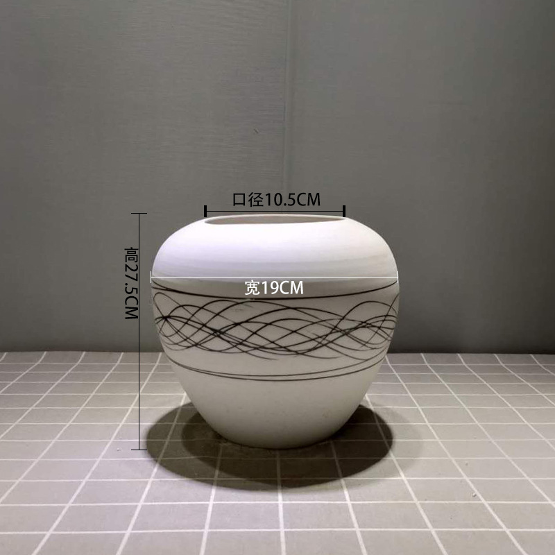 Modern White Ceramic Decorative Pot & Abstract Art With Minor Manufacturing Defects B-135