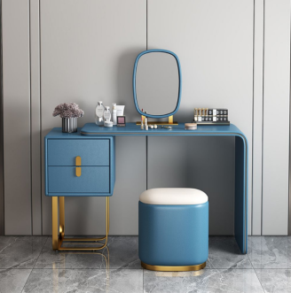 Modern Luxury Dressing Table With Chair & Mirror F-1 - Blue BF