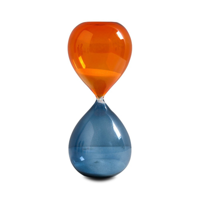 Simple desktop space decoration glass hourglass timer Blue & Orange 15 mins