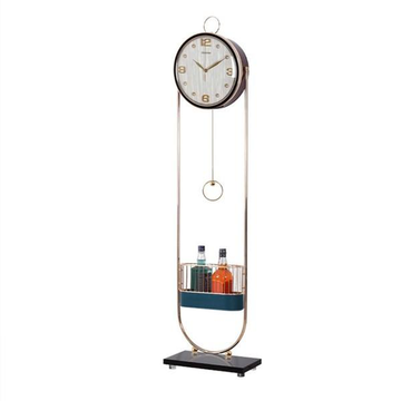 LUXURY STANDING CLOCK GOLD STEEL &BLUE LEATHER FINISH WHITE FACE 60018A