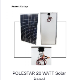 POLESTAR 20 WATT Solar Panel