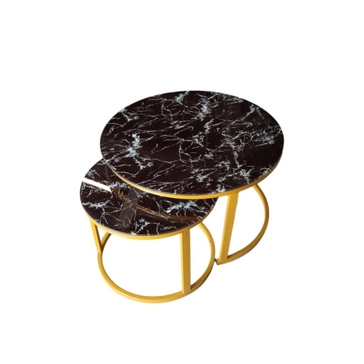 Modern Black Gold Texture Nesting Coffee Table Set