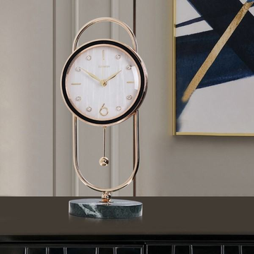 ARMENS LUXURY TABLE CLOCK WITH WHITE FACE AND BLACK TRIMMING 6957B-1