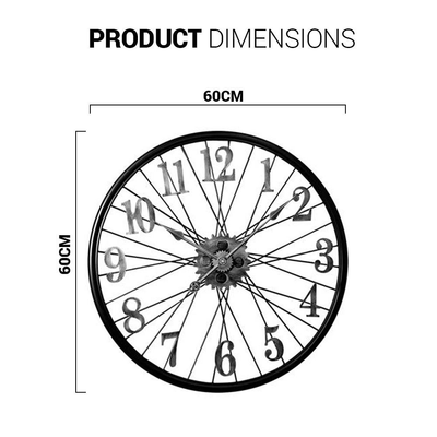 Modern Bicycle Style Wall Clock Black & Silver YX20210806