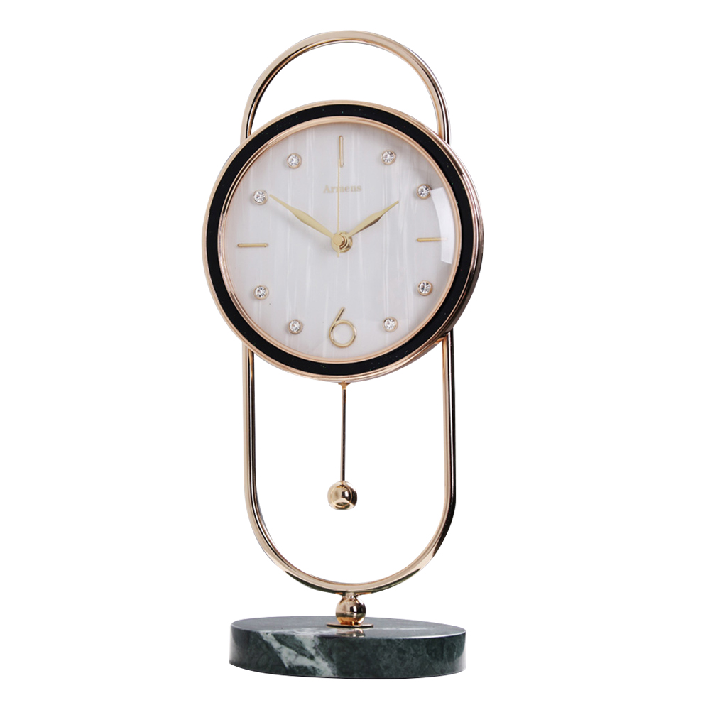 ARMENS LUXURY TABLE CLOCK WITH WHITE FACE AND BLACK TRIMMING 6957B-1