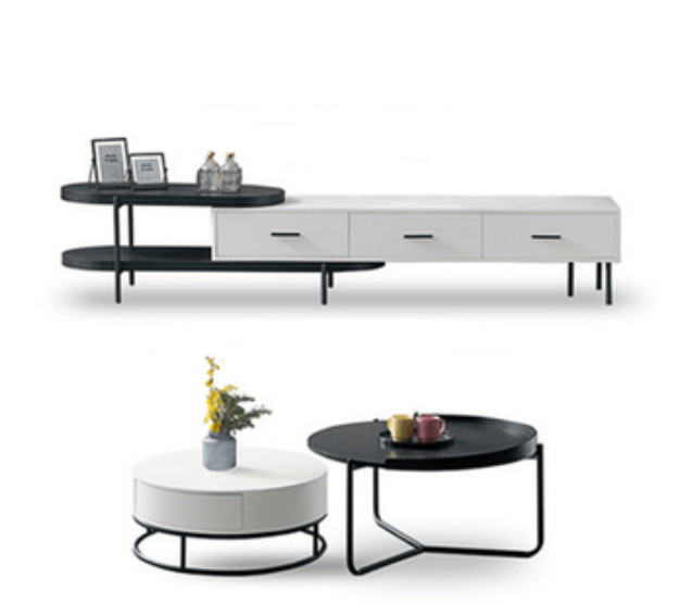 Nordic Telescopic Round Coffee Table And TV Cabinet Combo 884A# BF