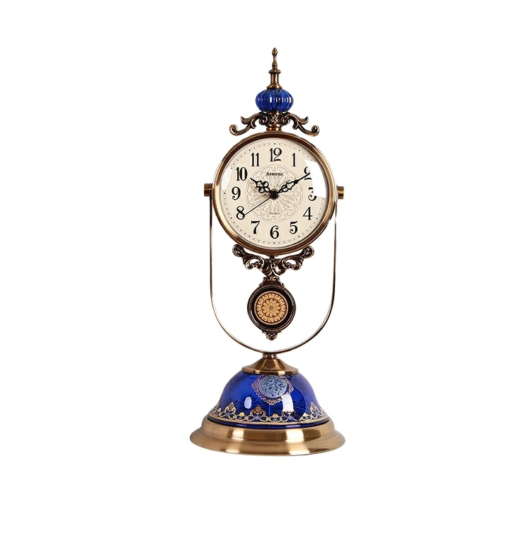 LUXURY DESK STANDING CLOCK WITH BRONZE & BLUE FINISH 6920-1