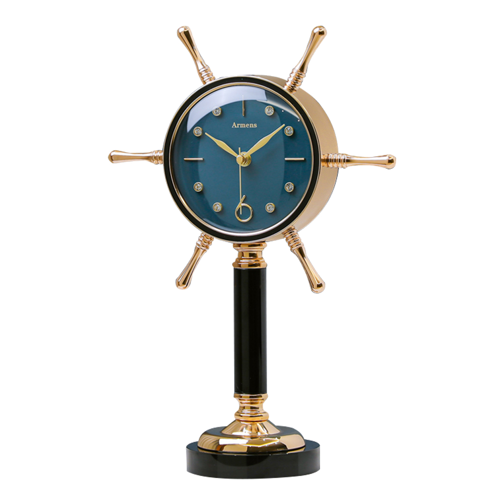 ARMENS SHIP WHEEL TABLE CLOCK WITH BLUE FACE 6962A-1