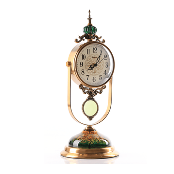 Desk Clock With Art On Base