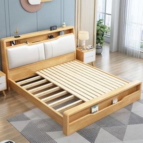 Modern Light Durable Wood Bed Base With Pillows On Headrest BK-F1.5S / 1500cm x 2000cm