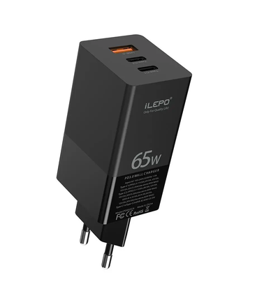 3-Jack 65W Super Silicon-Tech Mini Travel Quick Charger i10