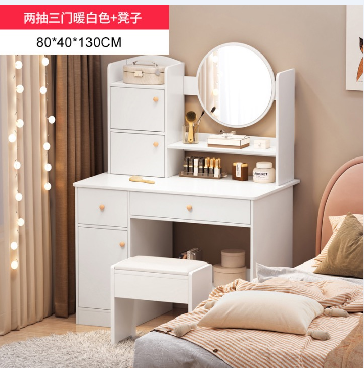 Modern Kids White Dressing Table 2 Drawer & 3 Cabinets STE010808