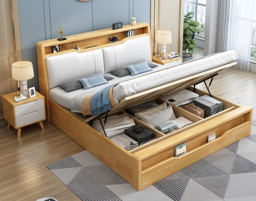 Modern Nordic 1.5m Bed BK-H1.5S with Double Frame Cabinet Bed Bedroom Furniture BF