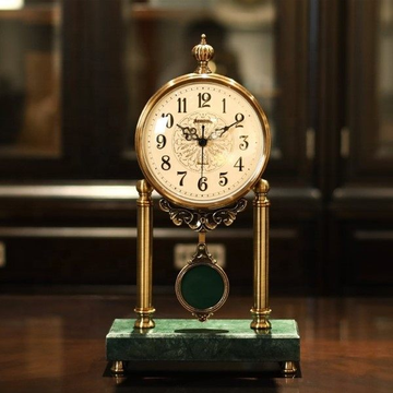 LUXURY SILENT 2 PILLAR CLOCK WITH WHITE GRANITE BASE 6910B-1