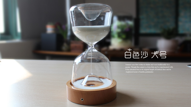Modern LED Light Hourglass White Sand With Wood Base