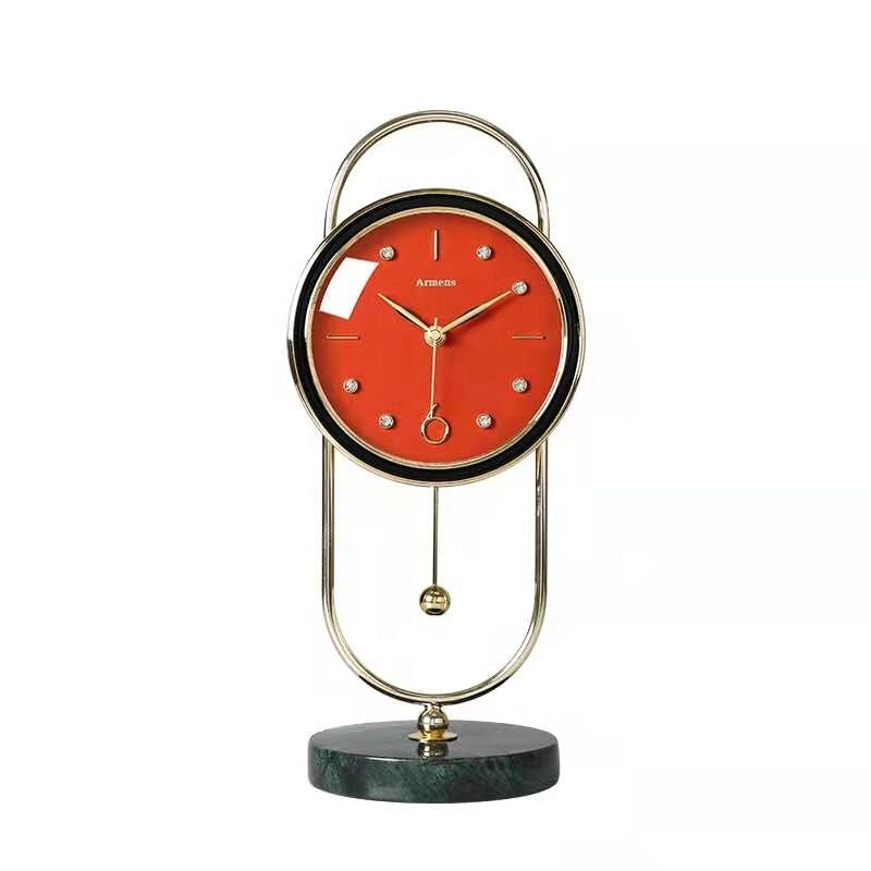 ARMENS LUXURY TABLE CLOCK WITH RED FACE & BLACK TRIMMING 6957C-1