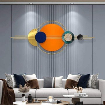 Modern Abstract Hand Crafted Wall Art Gold Black Orange & Blue FBY22154